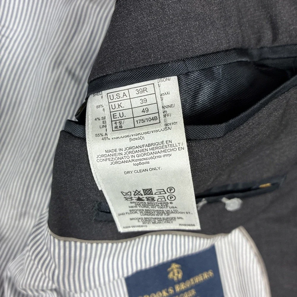 Brooks Brothers Explorer Regent Fit Black Wool Blend Sport Coat Blazer 39R